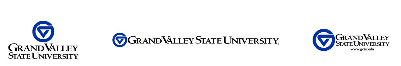 Image of 3 Grand Valley logos: one marktop, one single-line, one markleft